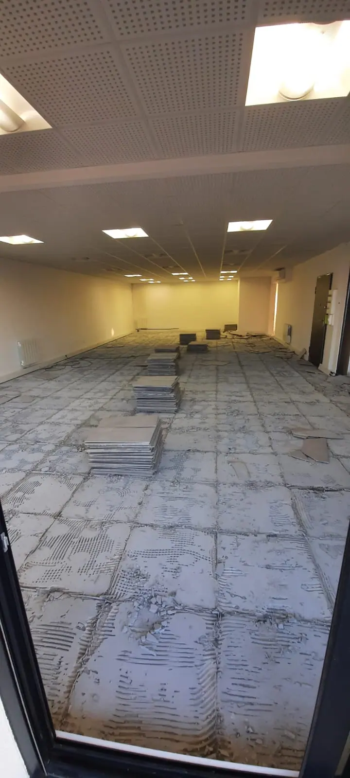 Dépose des anciennes dalles (Plateau de bureaux)